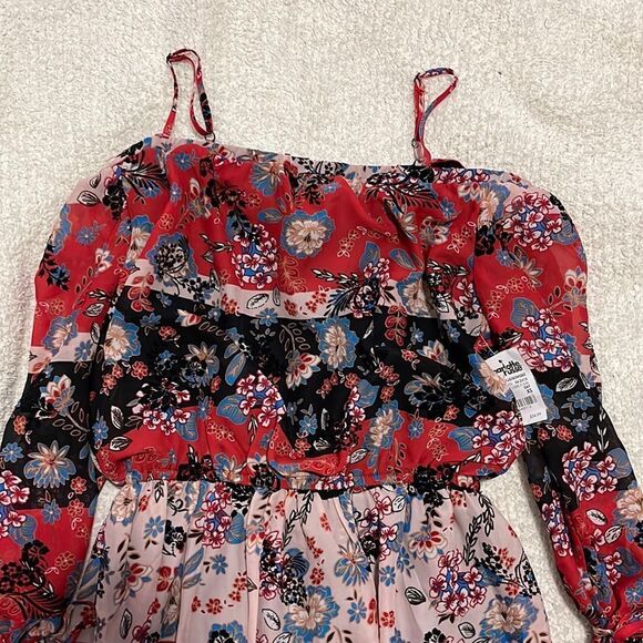NWT- Charlotte Russe- XS. Off shoulder velvet floral print dress - Picture 3 of 9